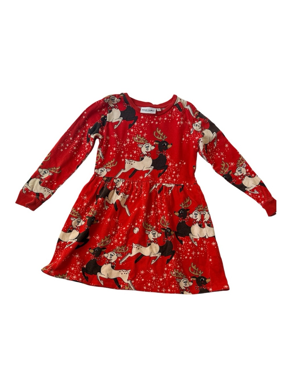 Mini Rodini Red Reindeer Holiday Dress 116/122